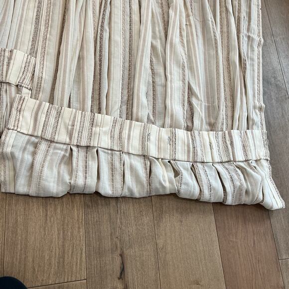 Vtg Pinch Pleat Curtain 2 Panels Drapery woven textured Ivory Brown mcm‎ Boho - Picture 10 of 12